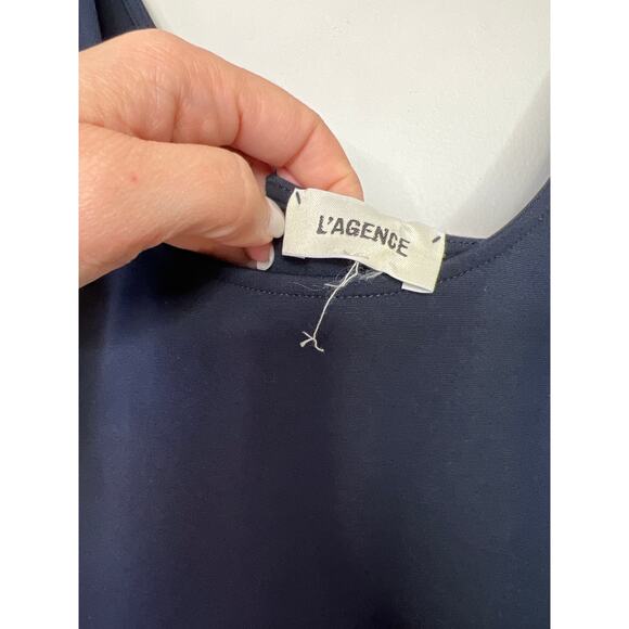 NEW L'Agence Bisous Sleeveless Scoop Neck Midi Dress Women's Midnight Size: XS - Picture 4 of 8